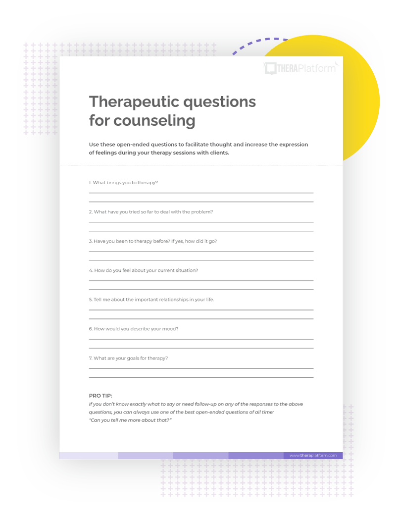 Therapeutic questions for psychotherapy