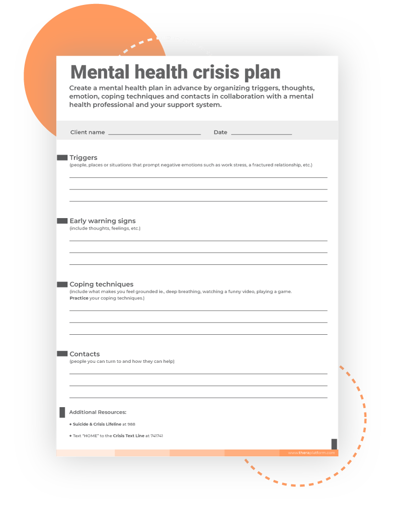 Mental health crisis plan template