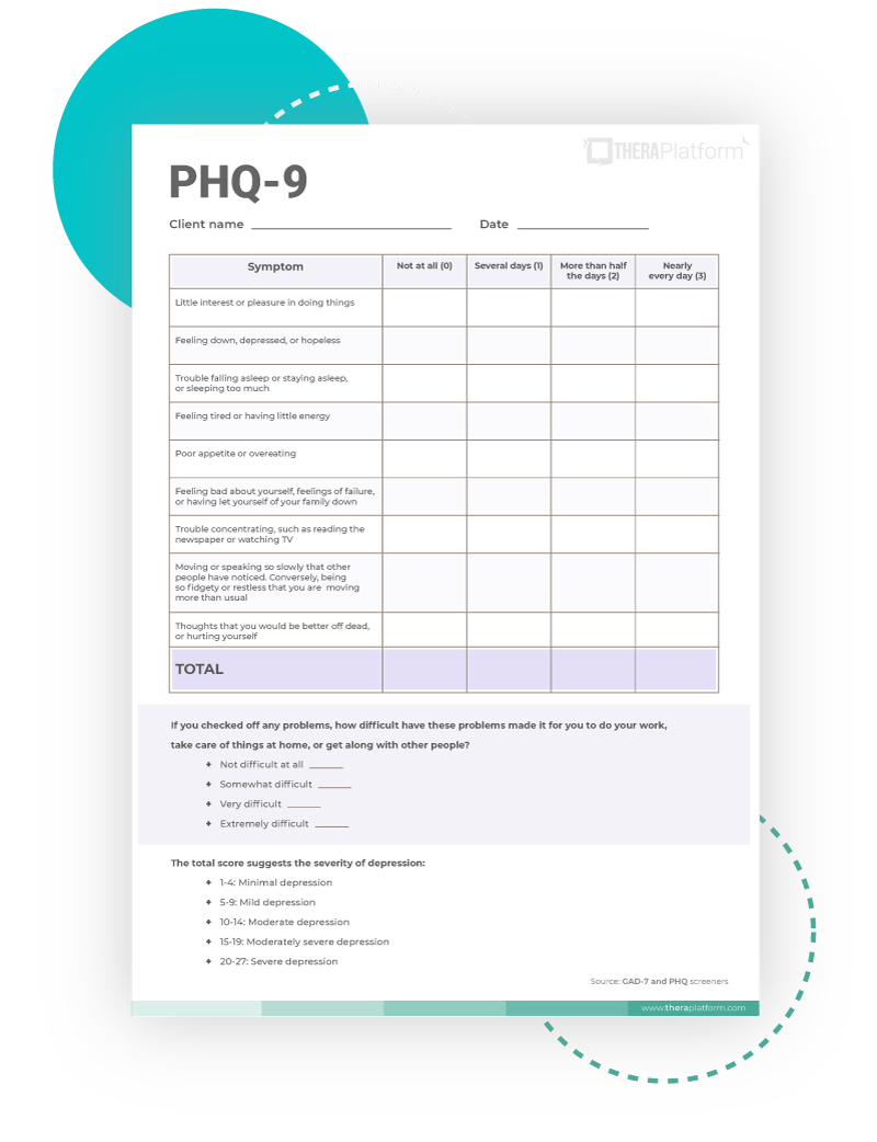 PHQ-9 screener template