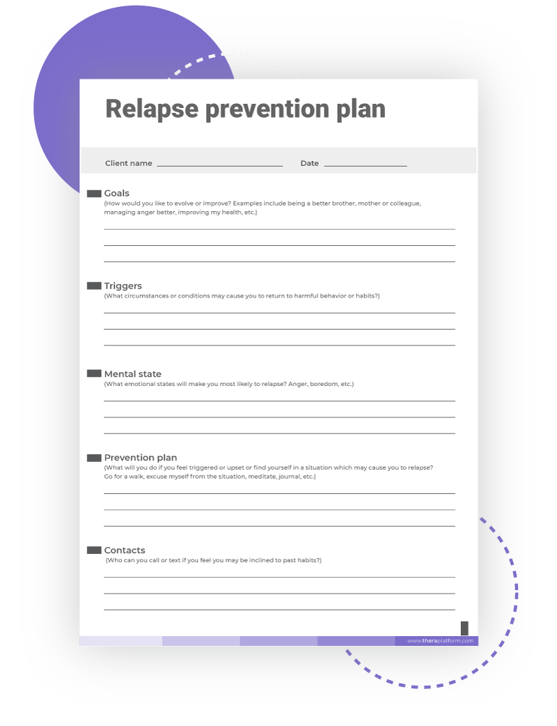 Relapse prevention plan template
