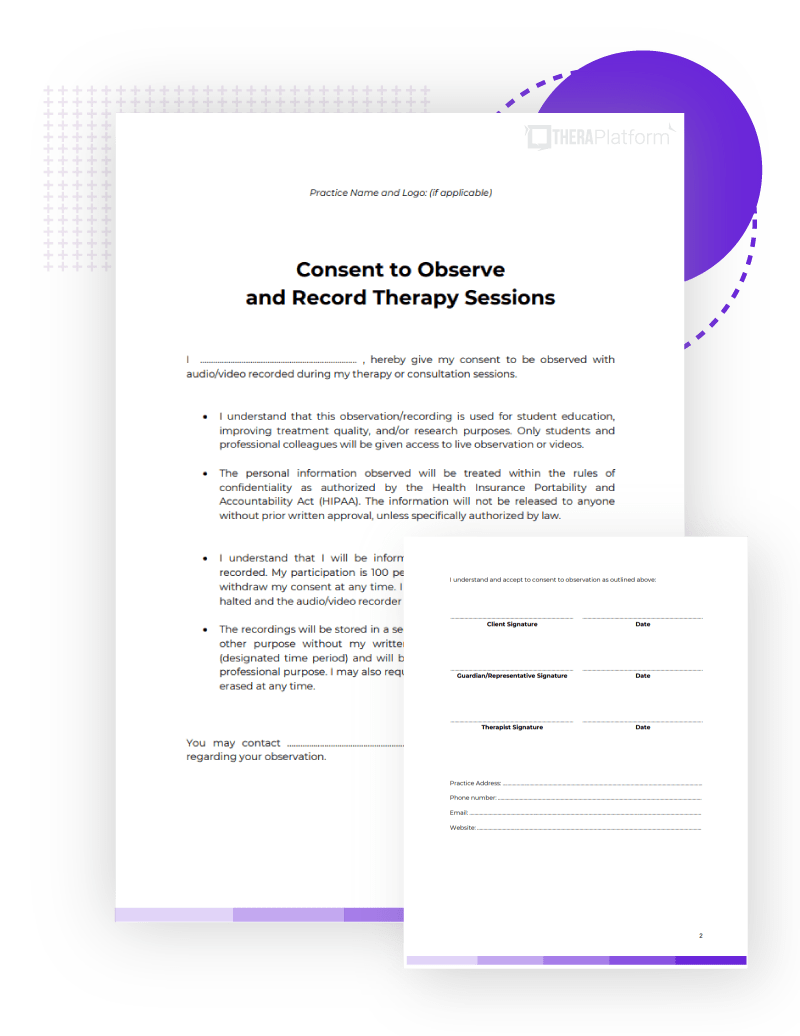 Consent to observe and record form