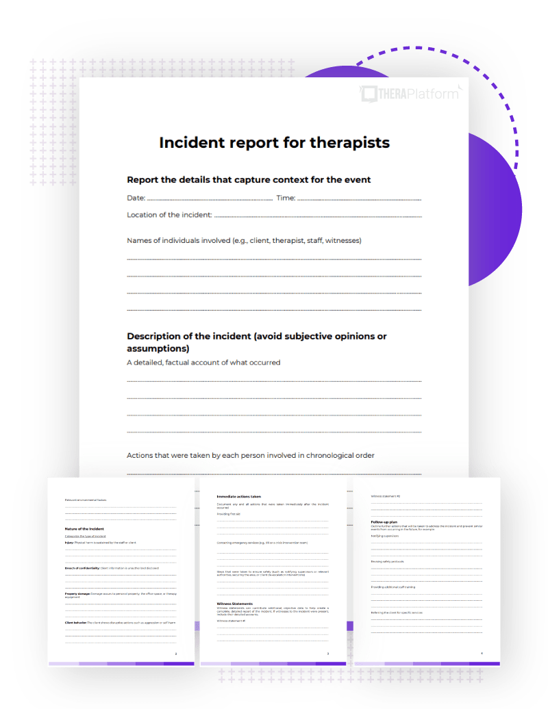 Incident report for therapists