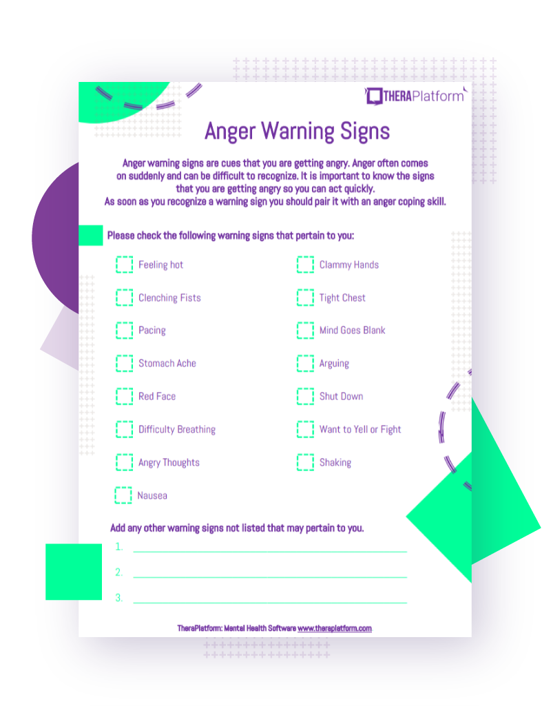 Anger Diary Worksheets