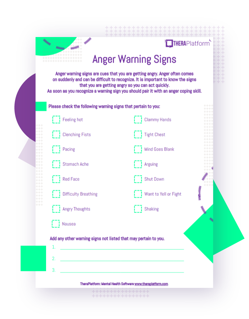 Anger Warning Signs Worksheet